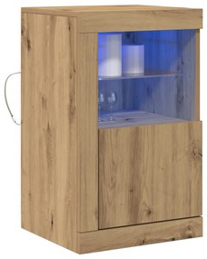 LED világítással ellátott oldalszekrények 2 db Kézműves tölgy 41x37x67 cm
