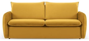 Mustársárga bársony kinyitható kanapé 214 cm Vienna – Cosmopolitan Design