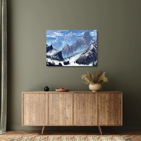Kép - Festett hegyek (üvegen) (70x50 cm)
