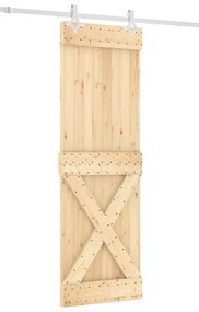 Tömör fenyőfa tolóajtó fémszerelék szettel 70 x 210 cm