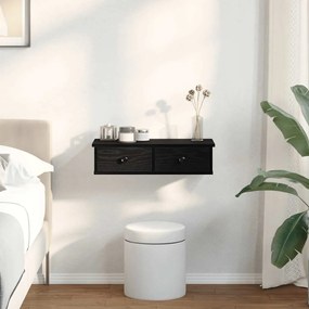 Falipolc fiókokkal fekete 60x25x15 cm műszaki fa
