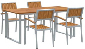 vidaXL Kert étkező szett 5 pcs Szürke Tömör Akácfa