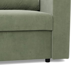 Zeus sarokkanapé, 2 ágyneműtartóval, egyenes kartámasz, kordbársony, univerzális oldal, bonell töltet, zöld