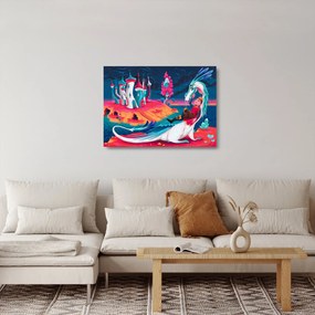 Kép - a herceg és a sárkány hercegnő (üvegen) (70x50 cm)