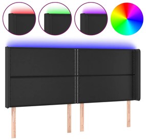fekete műbőr LED-es fejtámla 183x16x118/128 cm