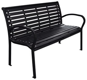 fekete acél és WPC kerti pad 116 cm