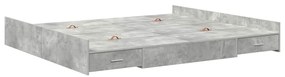 Ágykeret tárolóval fiókkal Beton szürke 200 x 200 cm Faanyag