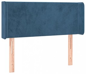 sötétkék bársony fejtámla szárnyakkal 93x16x78/88 cm