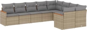 vidaXL 9 részes bézs polyrattan kerti ülőgarnitúra párnákkal