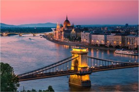 Kép - panoráma a városra, Budapest, Magyarország (90x60 cm)