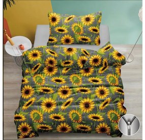 SUNFLOWER szürke pamut ágyneműhuzat Ágyneműhuzat mérete: 70 x 90 cm | 140 x 200 cm