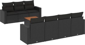 vidaXL 8 részes fekete polyrattan kerti ülőgarnitúra párnákkal