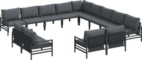 vidaXL Kerti Kanapé Szett párnával 13 pcs Fekete Acél
