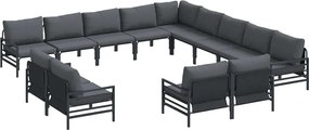 vidaXL Kerti Kanapé Szett párnával 13 pcs Fekete Acél