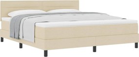vidaXL Boxrugós ágy matracmal fejtámlával Krém 180 x 200 cm szövet