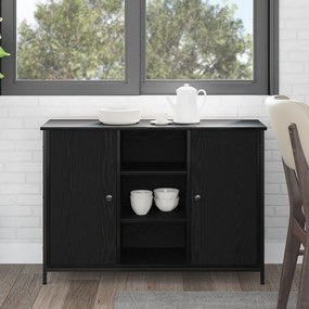 büfé fekete tölgy 100x35x70 cm mérnöki fa és acél