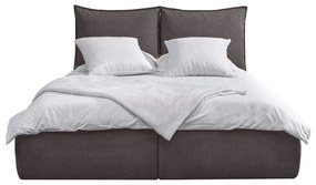 Sötétszürke kárpitozott ágyneműtartós franciaágy ágyráccsal 180x200 cm Garance – Bobochic Paris