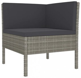 vidaXL 9 részes szürke polyrattan kertibútor-garnitúra párnákkal