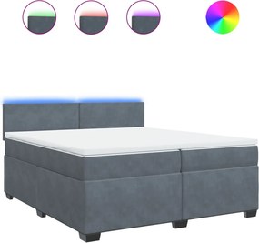 vidaXL sötétszürke bársony rugós ágy matraccal 200x200 cm