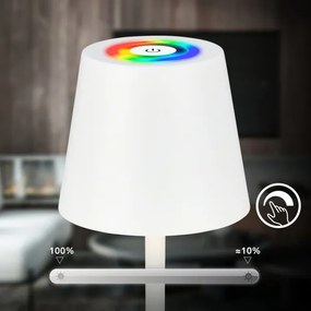 Briloner 7517016 - LED RGB dimmelhető asztali lámpa CILANO 3W/5V IP44 2000 mAh fehér