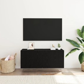 TV Fali Szekrény Fekete Tölgy 100x30x41 cm Mérnöki Fa
