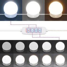 Betonszürke tükrös szekrény LED-ekkel 90 x 31,5 x 62 cm