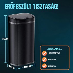 DEUS szenzoros hulladékgyűjtő, 58 literes, fekete Jurhan