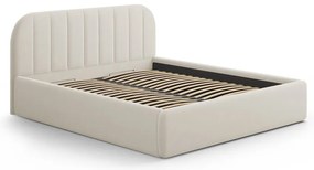Bézs kárpitozott ágyneműtartós franciaágy ágyráccsal 200x200 cm Juno – Windsor &amp; Co Sofas
