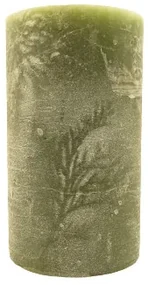 Gyertya rusztikus adventi több színű ág lenyomatú 7 cm X 12 cm