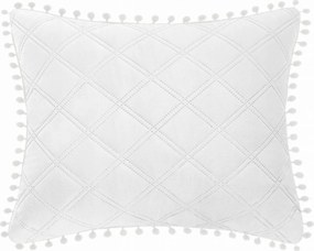 Díszpárnahuzat Pompoo 50x70 fehér, pomponokkal