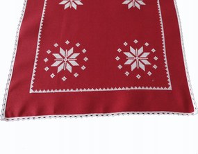 Mg Futófelület len 36 Hímzett Hópehely piros 60x120cm karácsony