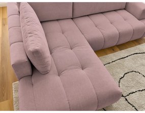 Rózsaszín kinyitható-tárolóhelyes sarokkanapé (bal oldali-L alakú) Fuji – Bobochic Paris