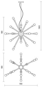 Redo 01-2934 - Kábeles csillár STELLAR 12xE14/25W/230V fekete