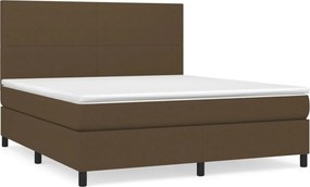 vidaXL sötétbarna szövet rugós ágy matraccal 160 x 200 cm