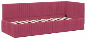 Sarokágy keret fejtámlával bordó 80 x 200 cm Bársony