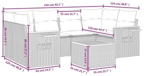 7 részes bézs polyrattan kerti ülőgarnitúra párnákkal