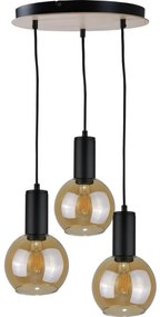 Csillár zsinóron JANTAR WOOD 3xE27/60W/230V á. 30 cm