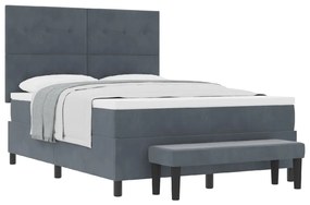 Box Spring Ágy Matrac és Pad Sötétszürke 140x190 cm Bársony