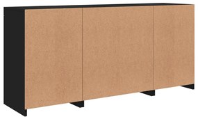 fekete tálalószekrény LED-világítással 142,5 x 37 x 67 cm