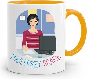 Sárga Bögre Ajándék A Legjobb Grafikusnak, fényképes nyomtatással