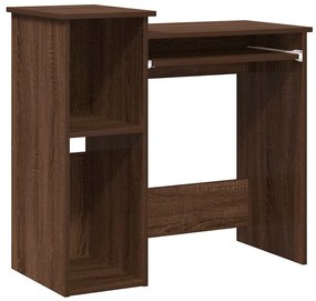 barna tölgy szerelt fa íróasztal polcokkal 84x40x78 cm