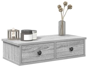 Falipolc fiókokkal szürke sonoma 60x25x15 cm műszaki fa