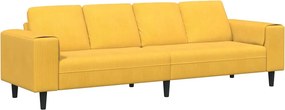 vidaXL Kanapé párnával Világos sárga 250 x 77 x 76 cm Bársonyos szövet