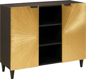 vidaXL Oldalsó szekrény polcokkal Fekete és Arany 90 x 33,5 x 75 cm