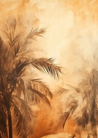 Trópusi pálmafák poszter - 60x80 cm, Fekete