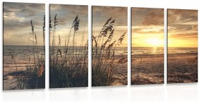 5-részes kép naplemente tengerparton - 100x50