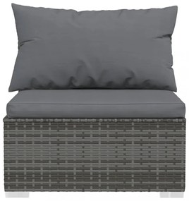 szürke polyrattan kerti középső kanapé párnákkal