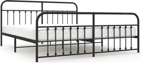 vidaXL fekete fém ágykeret fej- és lábtámlával 200 x 200 cm