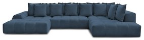 Sötétkék zsenília kinyitható-tárolóhelyes sarokkanapé (jobb oldali-U alakú) Everest – Bobochic Paris