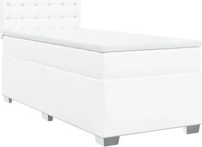 vidaXL fehér műbőr rugós ágy matraccal 90x190 cm